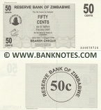 Zimbabwe 50 Cents 1.8.2006 (Exp. 31.7.2007) (AA05787xx) UNC