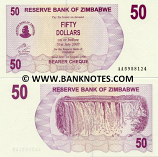Zimbabwe 50 Dollars 2006 (AA59581xx) UNC