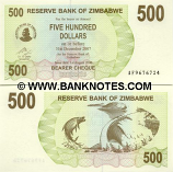 Zimbabwe 500 Dollars 2006 (AF96767xx) UNC