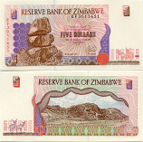 Zimbabwe 5 Dollars 1997 (BV30115xx) UNC