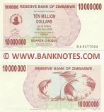 Zimbabwe 10000000 Dollars 1.1.2008 (Exp. 30.6.2008)