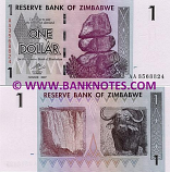Zimbabwe 1 Dollar 2007 (AA35688xx) UNC