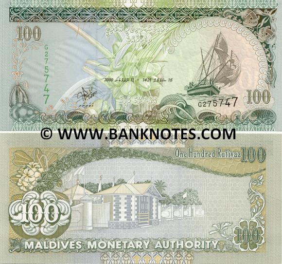 Details about   Maldives Monetary Authority 100 Rufiyaa Banknotes Issued in 2000 