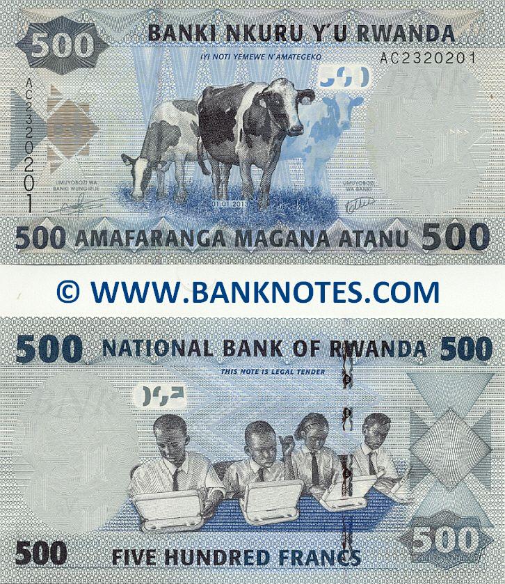 RWANDA 500 FRANCS 2008 P 30 UNC LOT 5 PCS