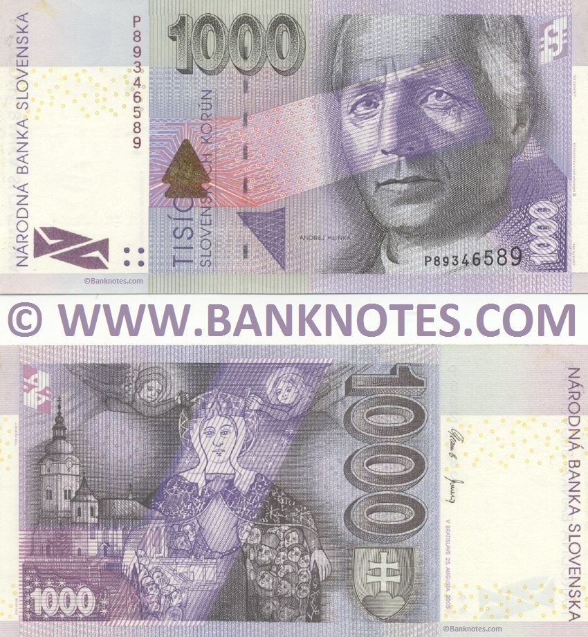 SLOVAKIA 1000 1,000 KORUNA P47 2005 PRE EURO MADONNA UNC TONE RARE CURRENCY NOTE 
