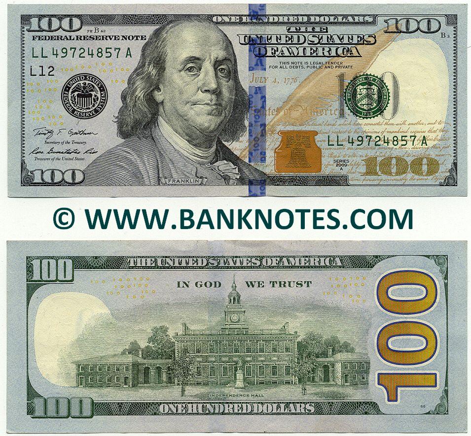 United States of America 100 Dollars 2009 - North American Currency ...